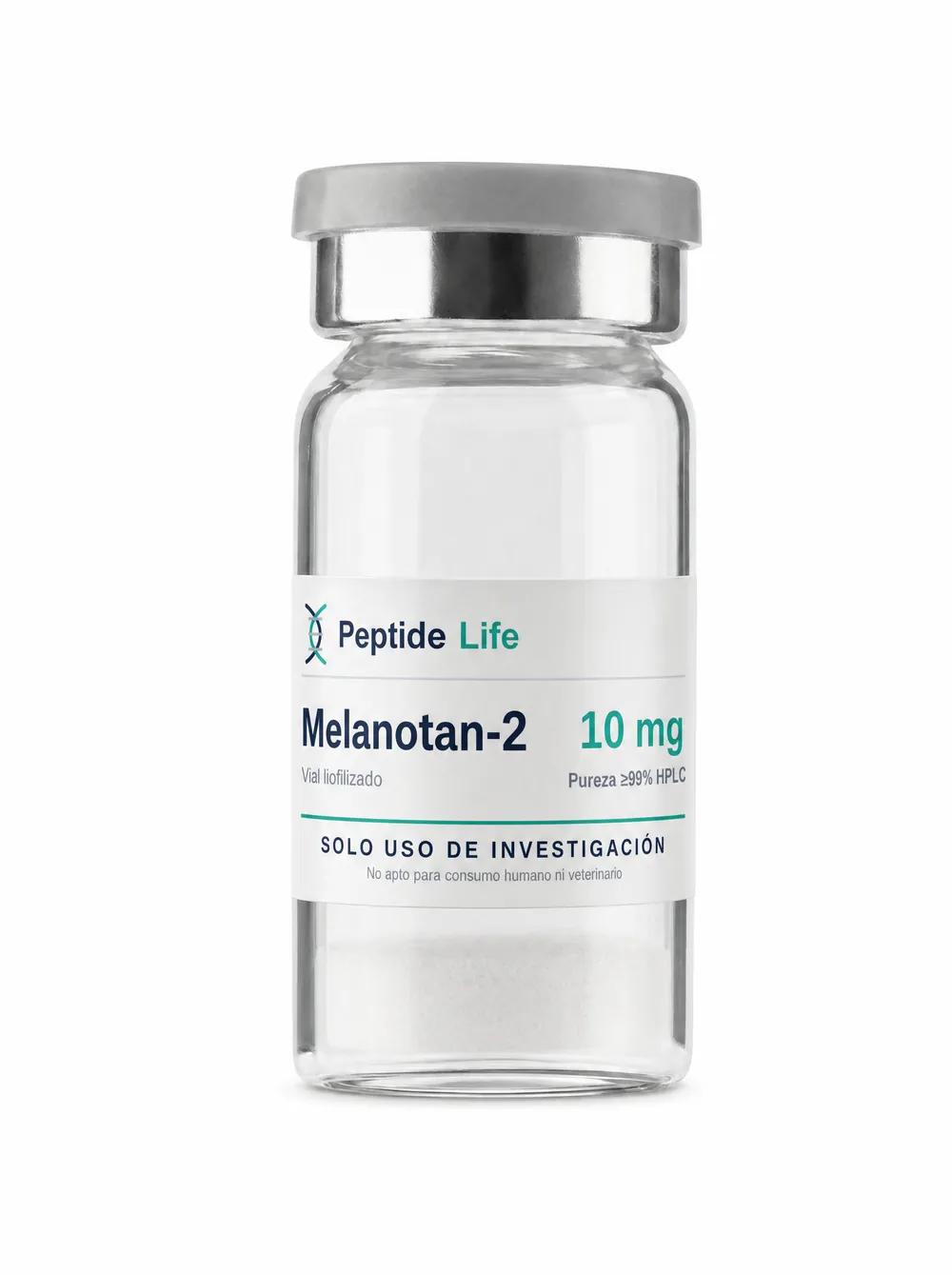 Lyophilized vial 10 mg of Melanotan-2 10 mg — cyclic peptide studied for its activity on the melanocortin receptor family