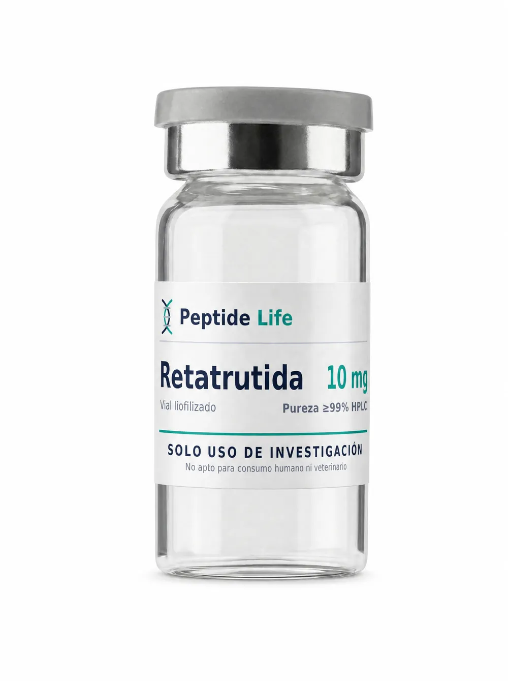 Vial liofilizado de Retatrutida 10mg - Péptido triple agonista GLP-1 para investigación en pérdida de peso