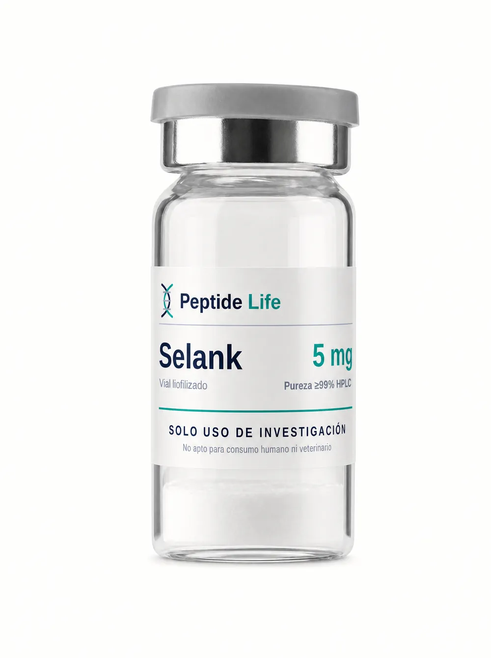 Lyophilized vial 5 mg of Selank 5 mg — synthetic heptapeptide investigated in neuro-signaling